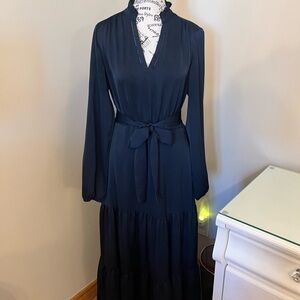 Chic Long Sleeve Navy Dress